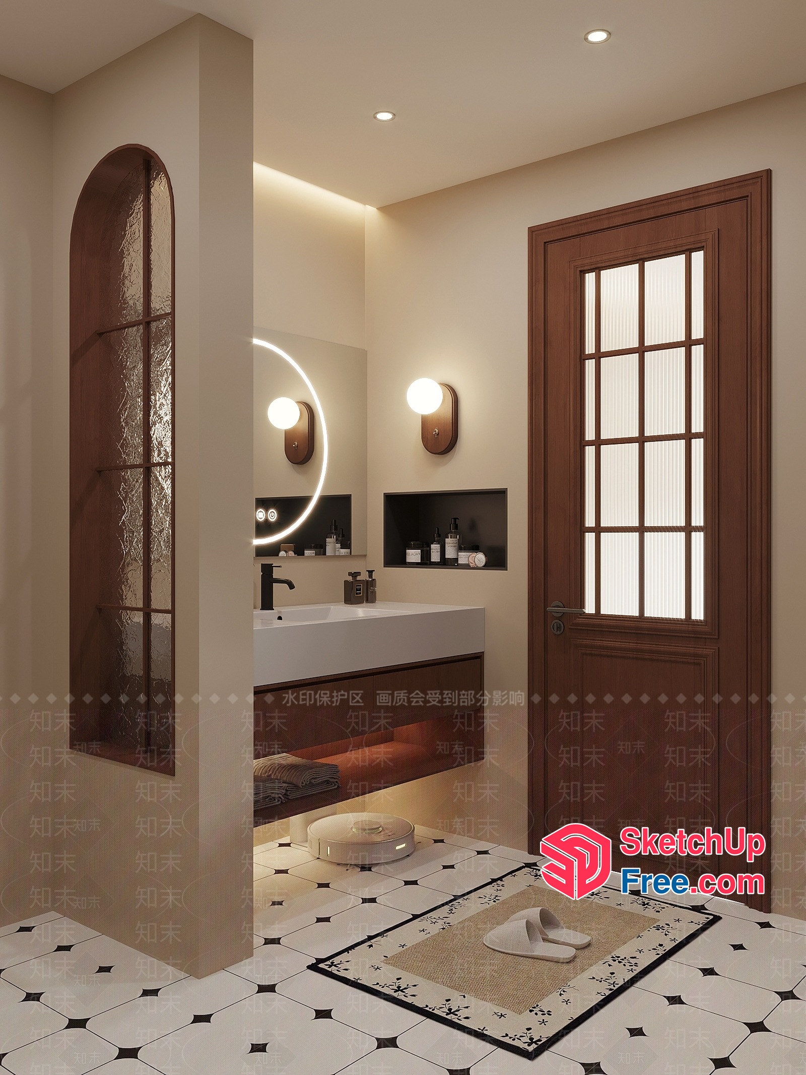 Elegant Modern Bathroom With Sleek Fixtures 3D SketchUp File