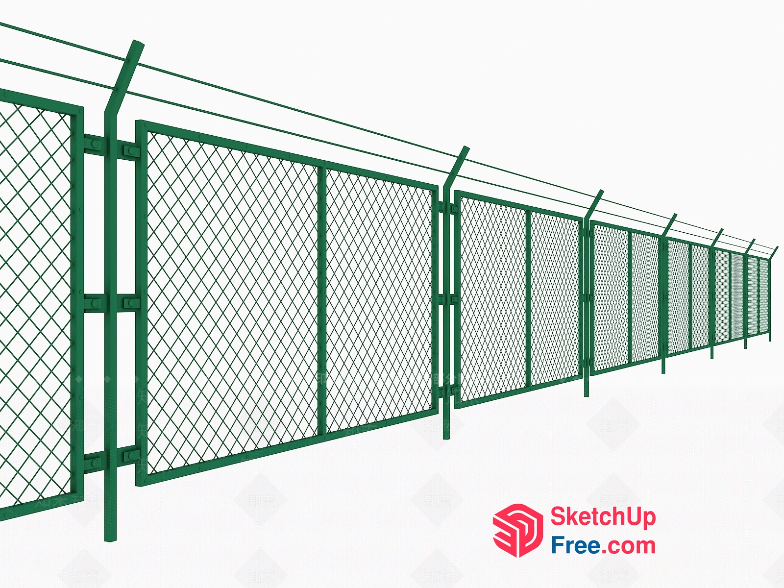 Security Fenced Perimeter 3D SketchUp File