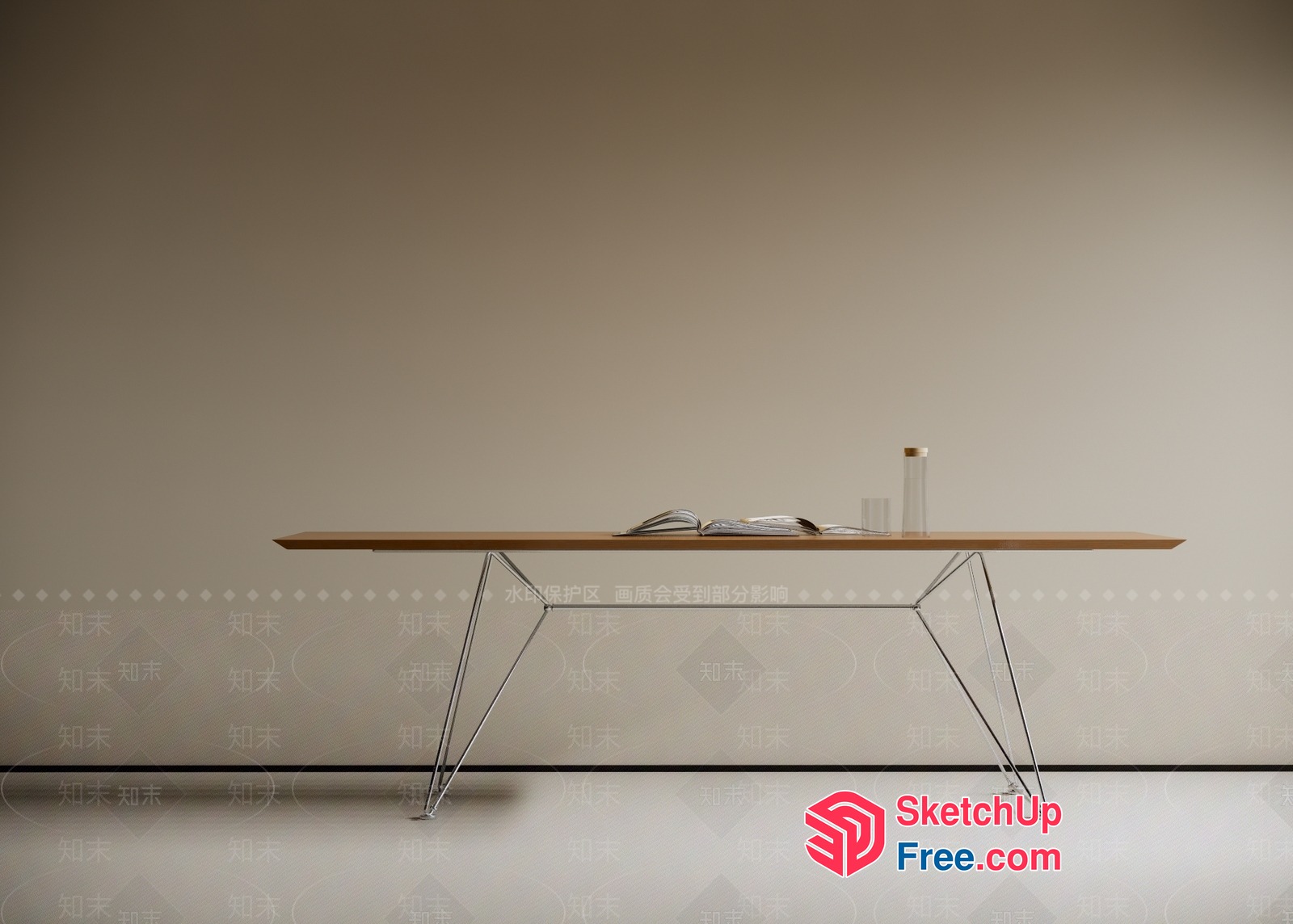Modern Minimalist Glass And Metal Table 3D SketchUp File