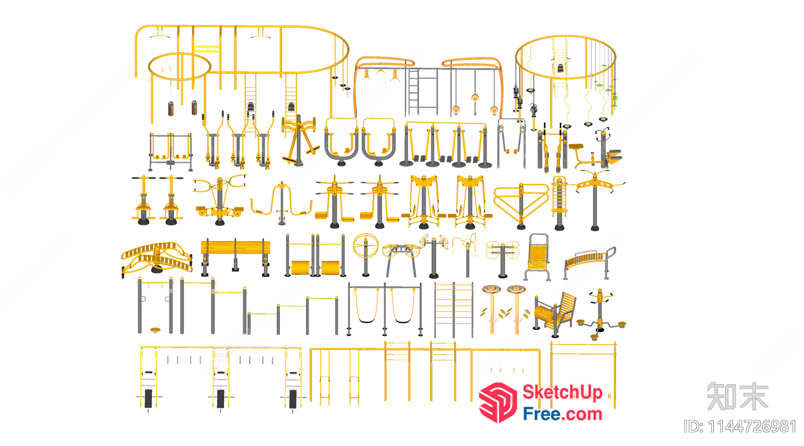 Industrial Park Interior Elements 3D SketchUp File