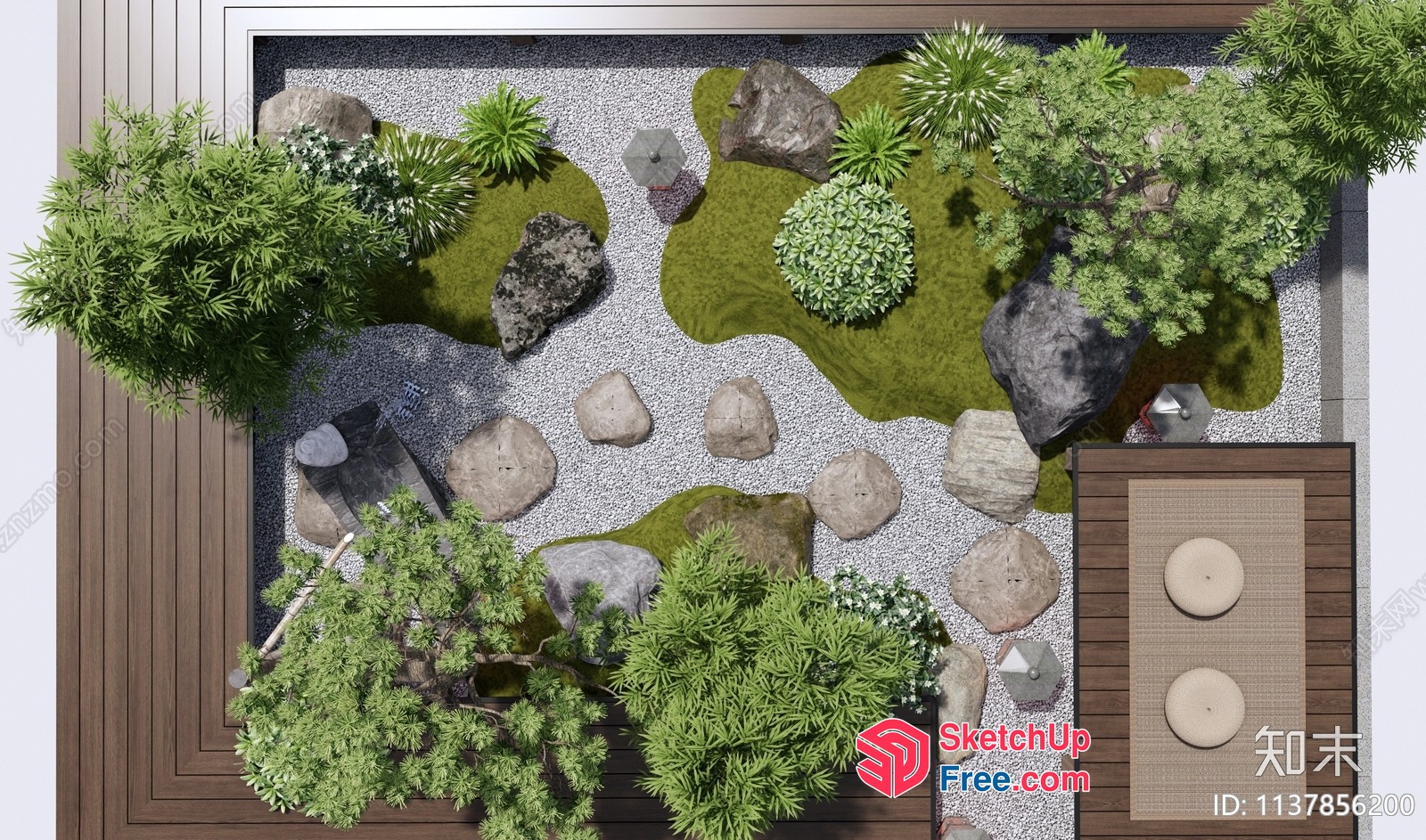 Zen Japanese Garden Design With Natural Elements 3D SketchUp File