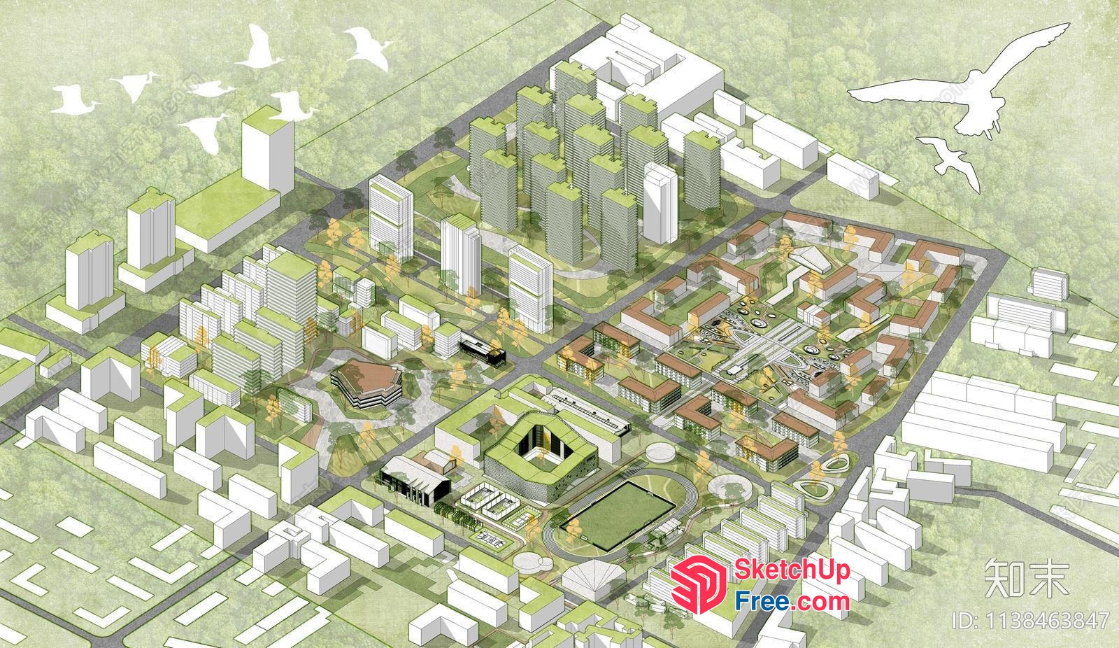 Green Urban Development Plan 3D SketchUp File