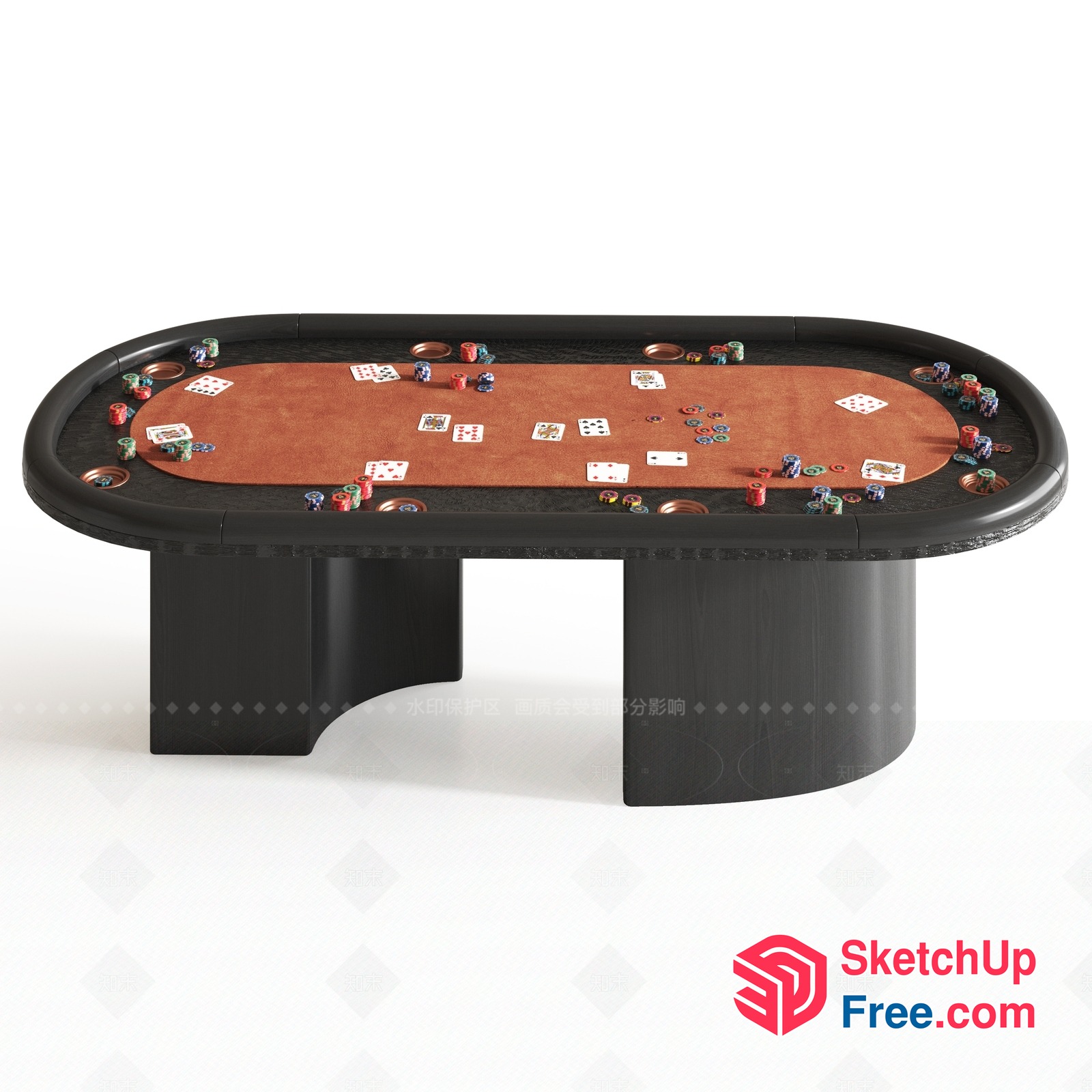 Poker Table With Cards And Chips 3D SketchUp File
