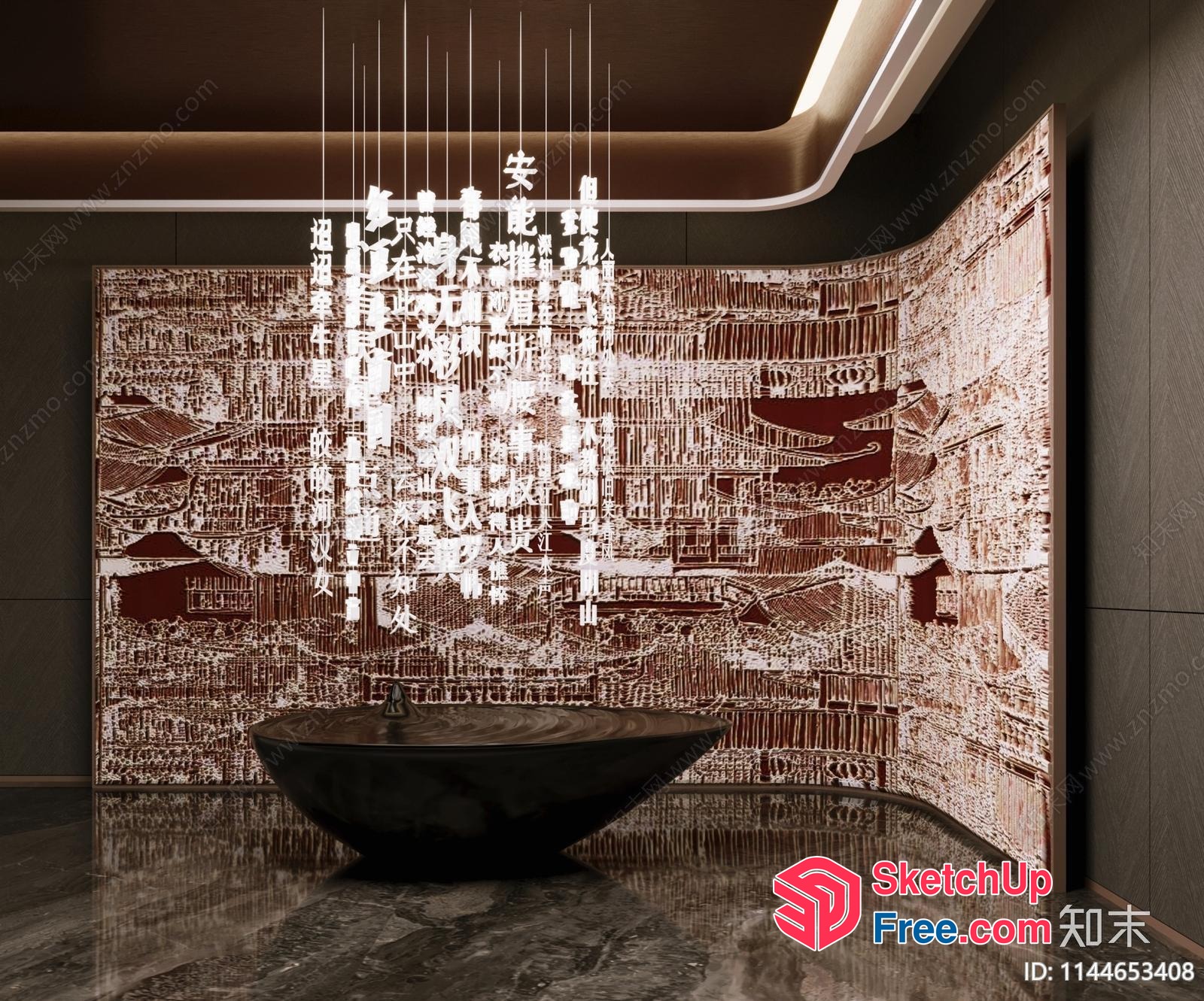 Oriental-Inspired Modern Interior 3D SketchUp File