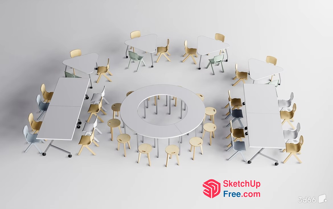 Modern Office Furniture Arrangement 3D SketchUp File