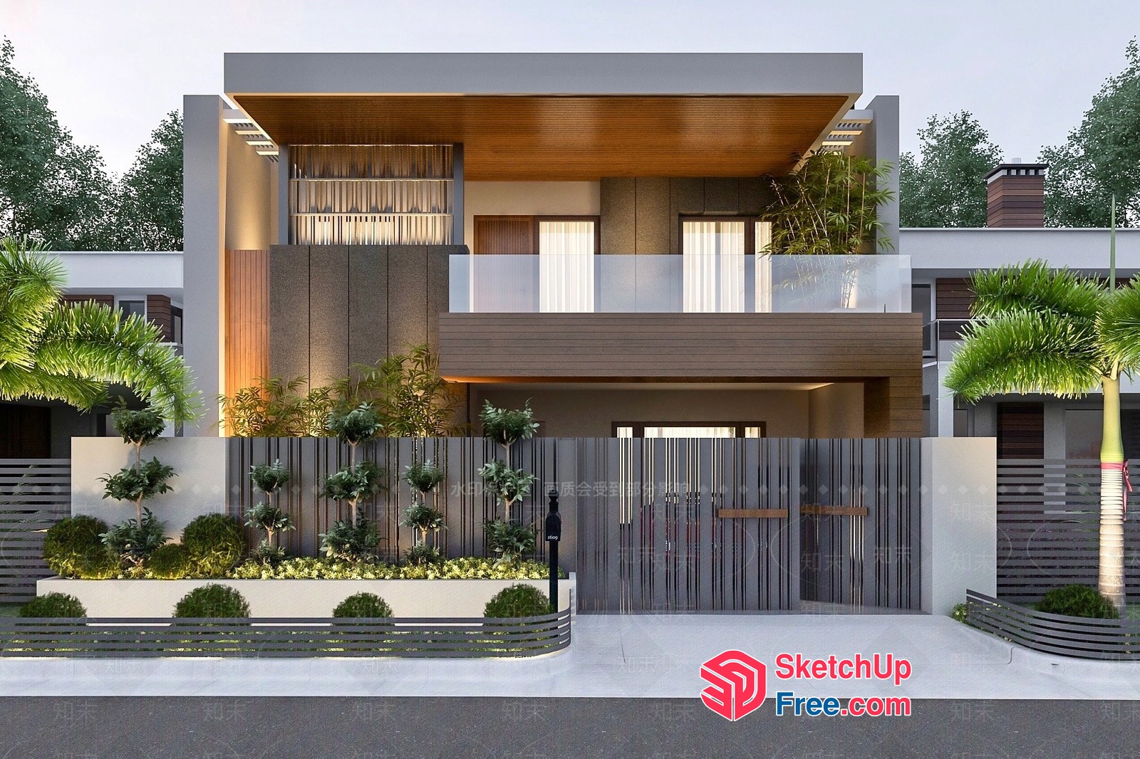 Modern Villa With Elegant Balcony 3D SketchUp File