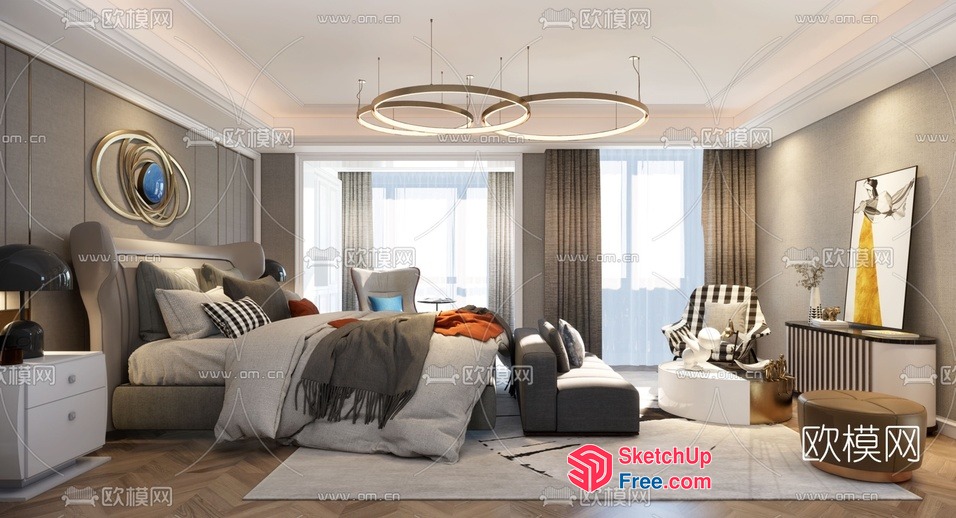 Modern Minimalist Bedroom Interior 3D SketchUp File