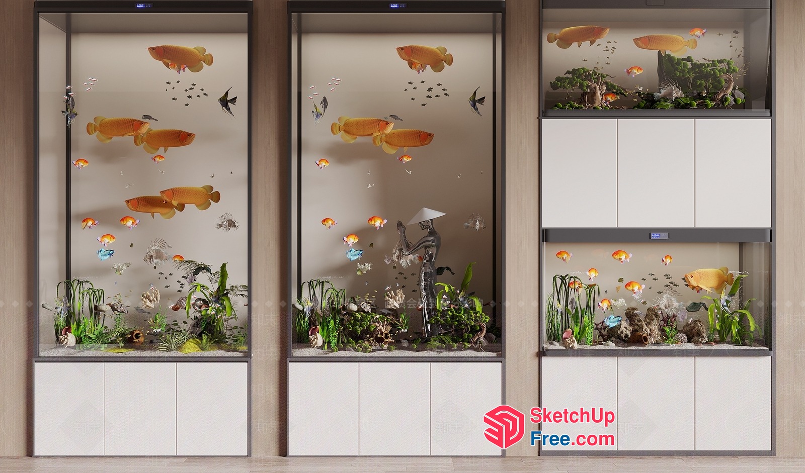 Exquisite Aquatic Sanctuary With Vibrant Fish And Plants 3D SketchUp File
