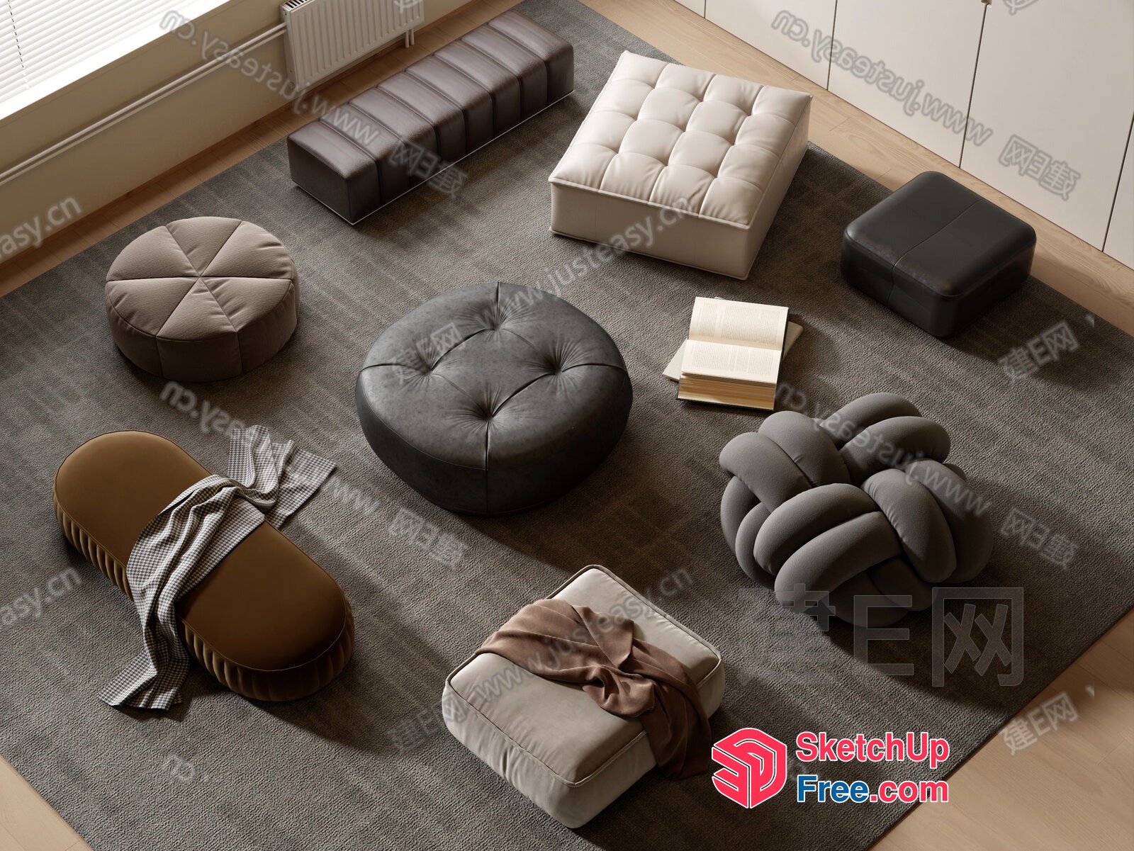 Modern Minimalist Living Room Furniture Set 3D SketchUp File