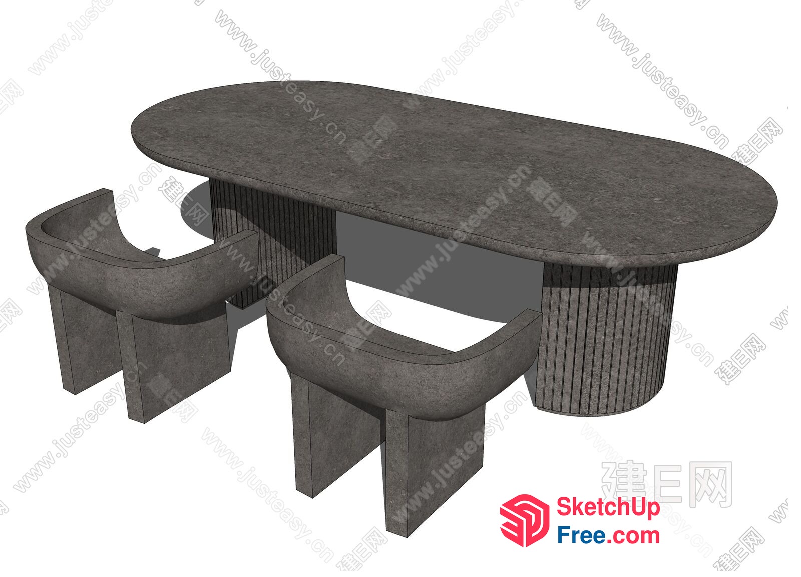 Stone Table And Chair Set 3D SketchUp File