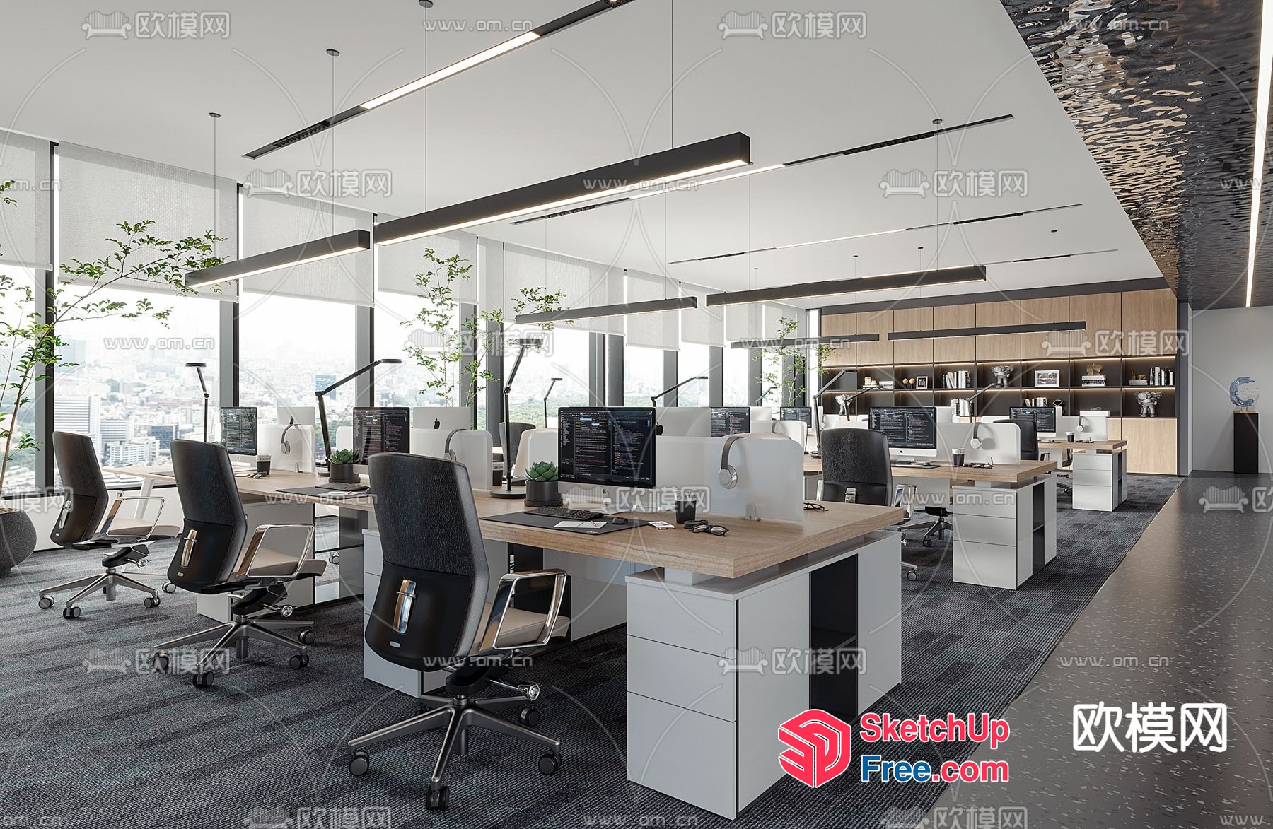 Modern Office Space With Sleek Desks And Comfortable Seating 3D SketchUp File