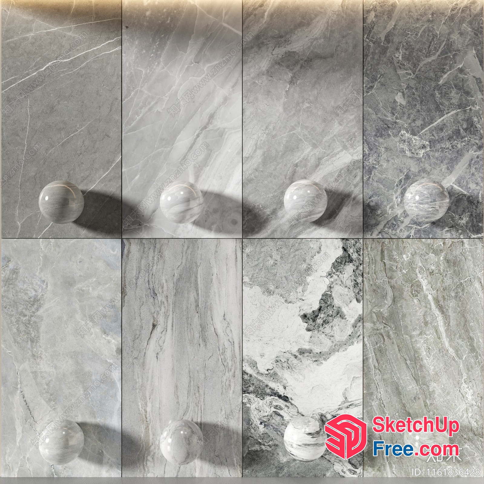 Marble Flooring Tiles With Decorative Balls 3D SketchUp File