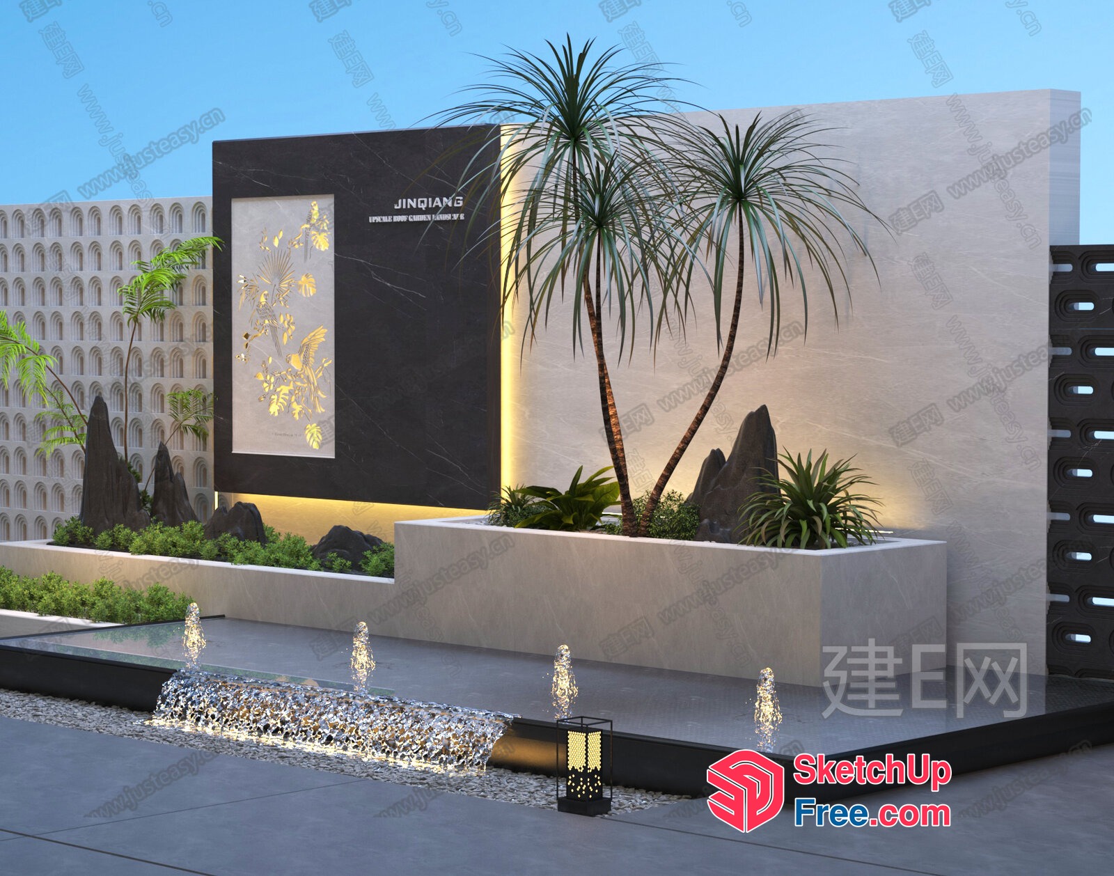 Elegant Modern Tropical Outdoor Decor 3D SketchUp File
