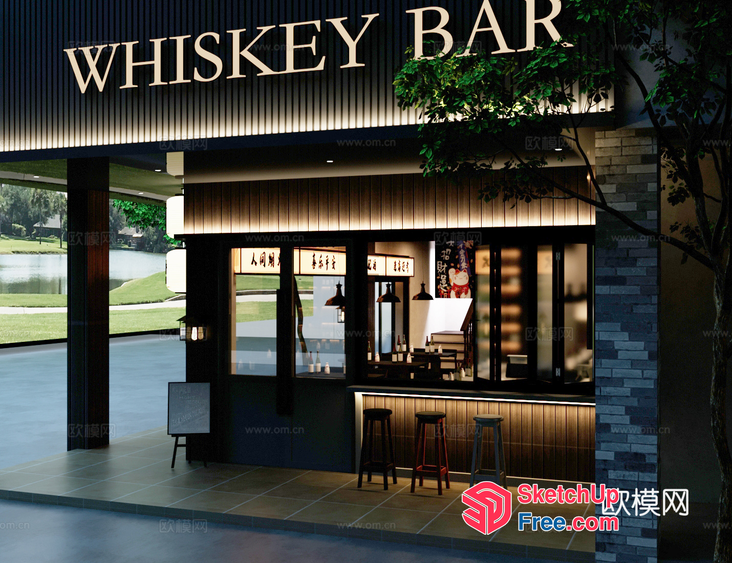 Whiskey Bar Exterior 3D SketchUp File