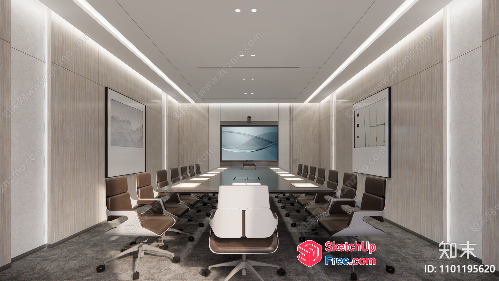 Modern Conference Room With Sleek Furniture And Lighting 3D SketchUp File