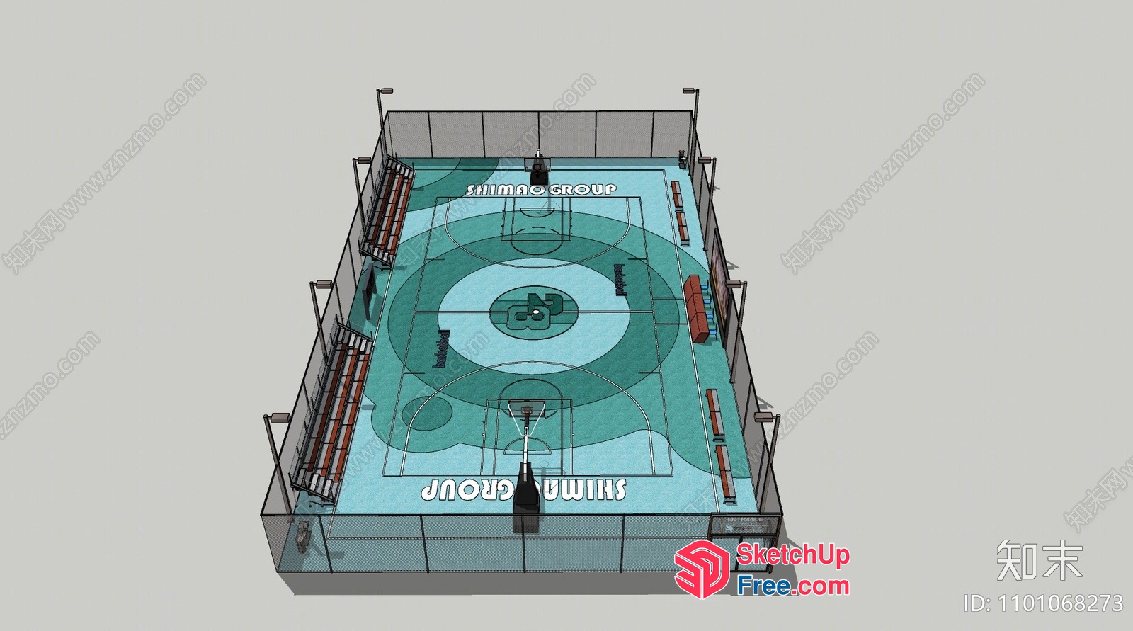 Basketball Court With Unique Design And Seating 3D SketchUp File