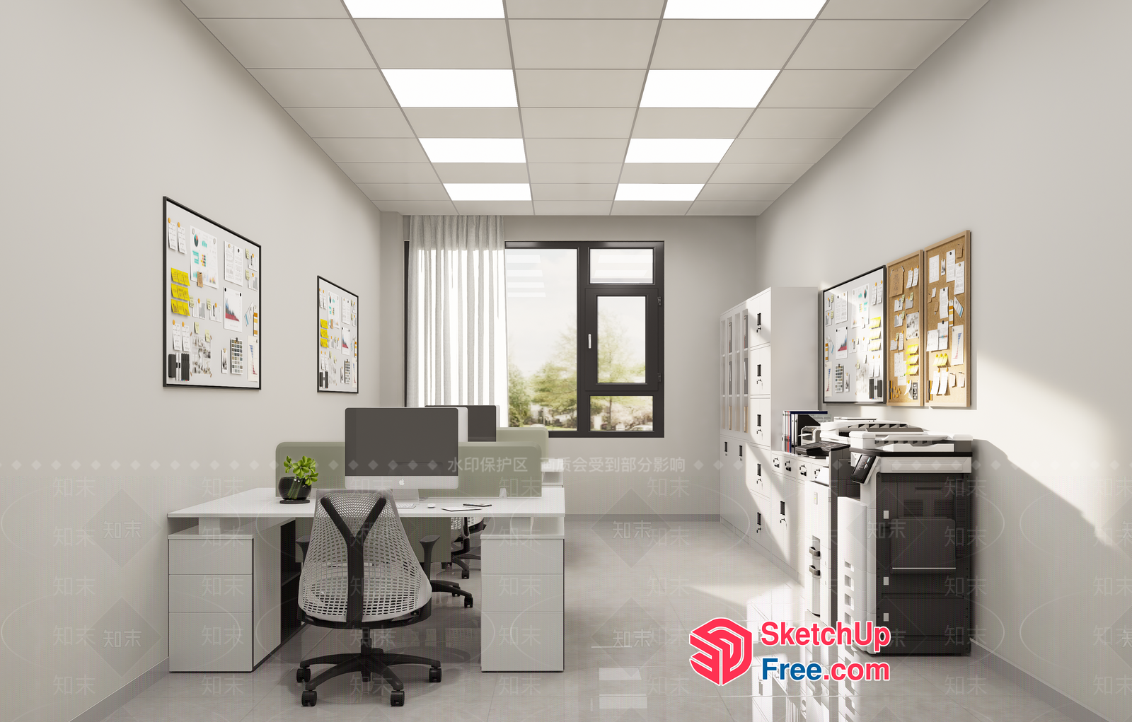 Minimalist Office Space With Modern Furniture And Natural Light 3D SketchUp File