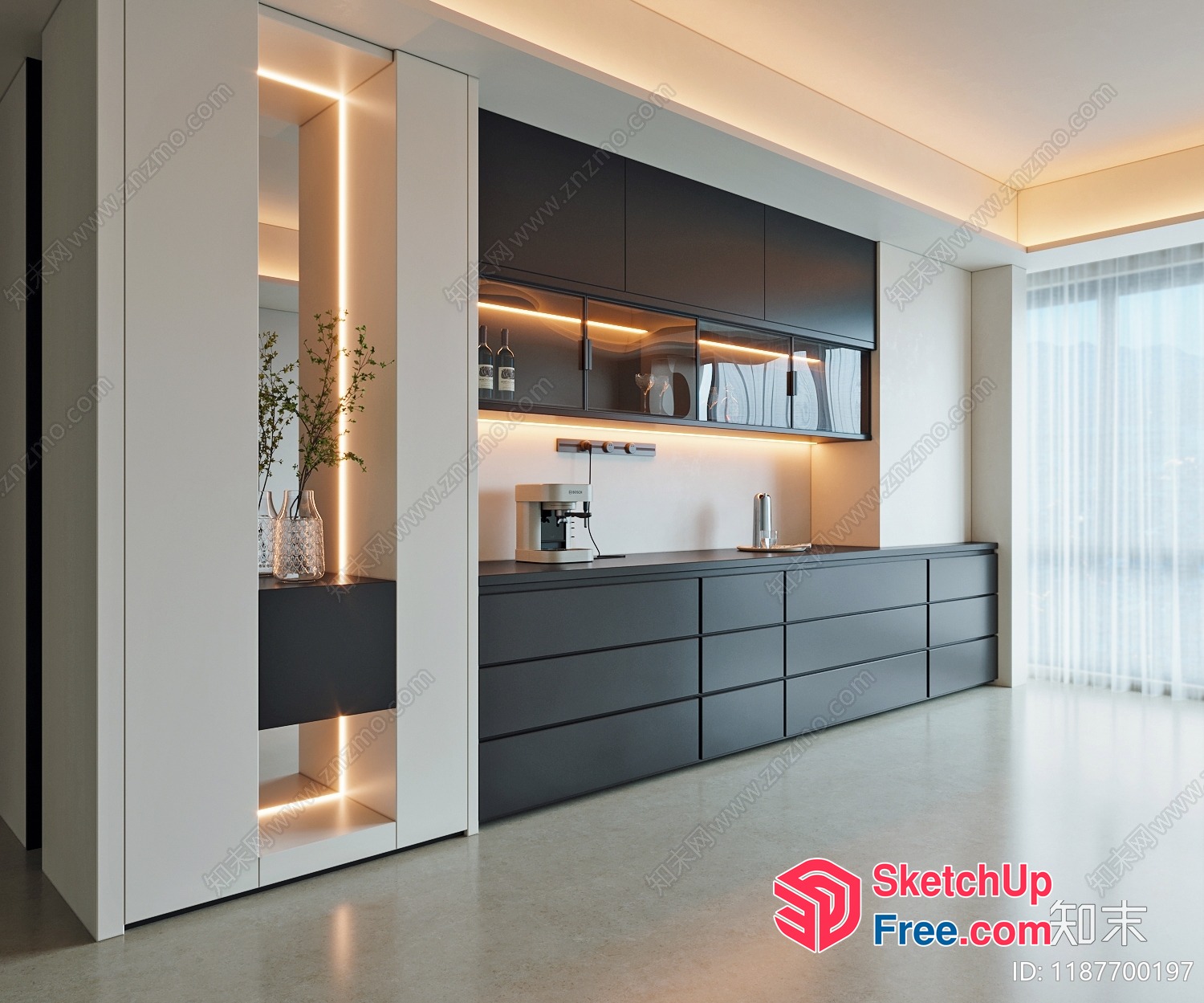 Modern Kitchen With Sleek Black And White Design 3D SketchUp File
