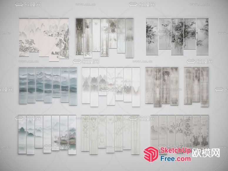 Elegant Asian-Inspired Decorative Screens 3D SketchUp File