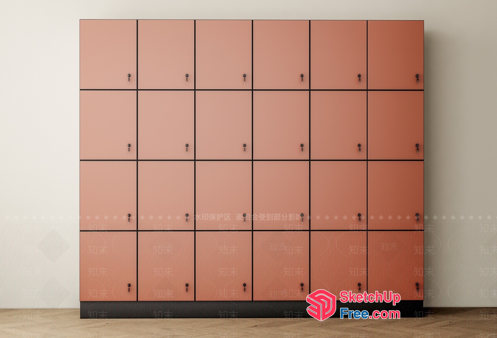Pink And Black Locker Room 3D SketchUp File