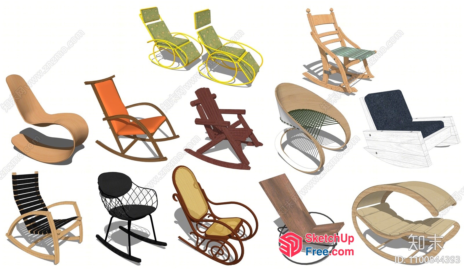Collection Of Unique Rocking Chairs 3D SketchUp File