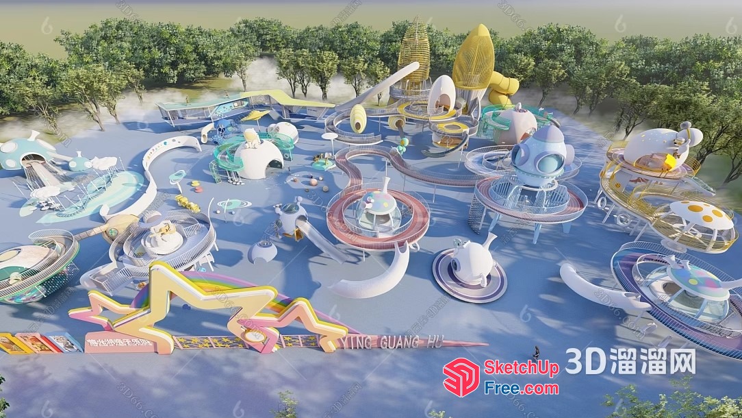 Futuristic Space-Themed Playground 3D SketchUp File
