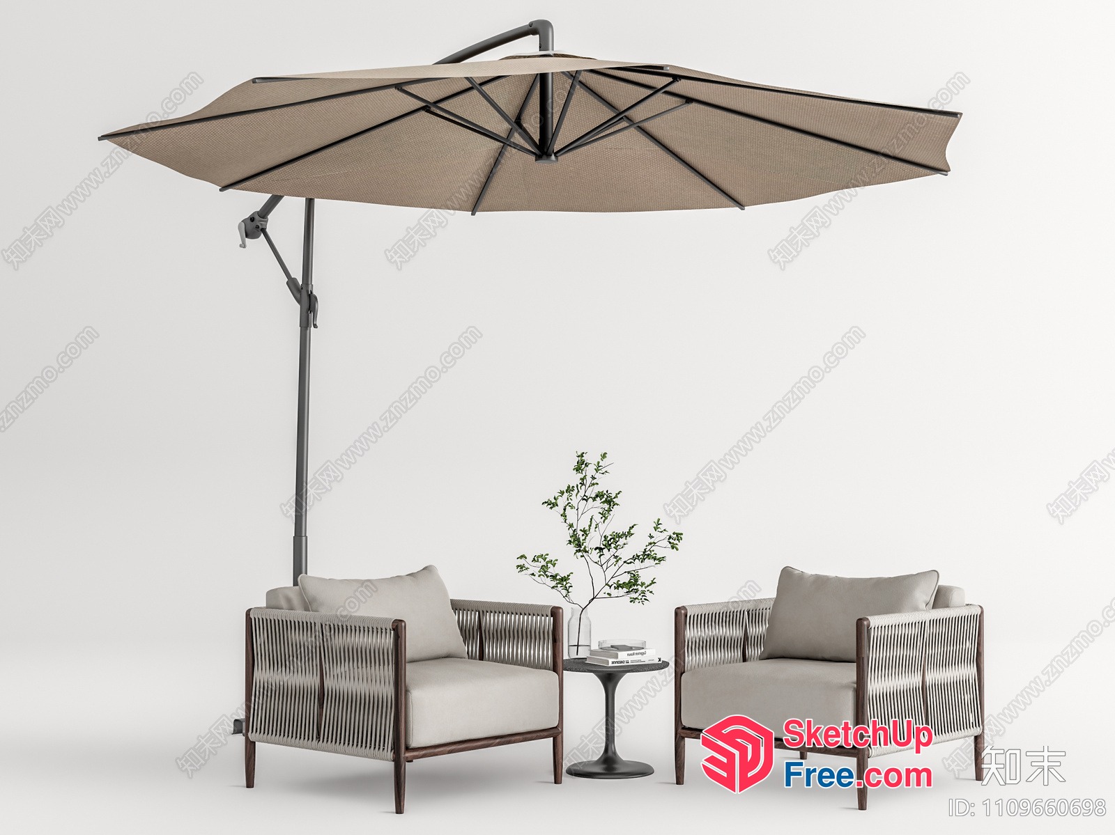 Elegant Outdoor Patio Furniture Set With Umbrella 3D SketchUp File