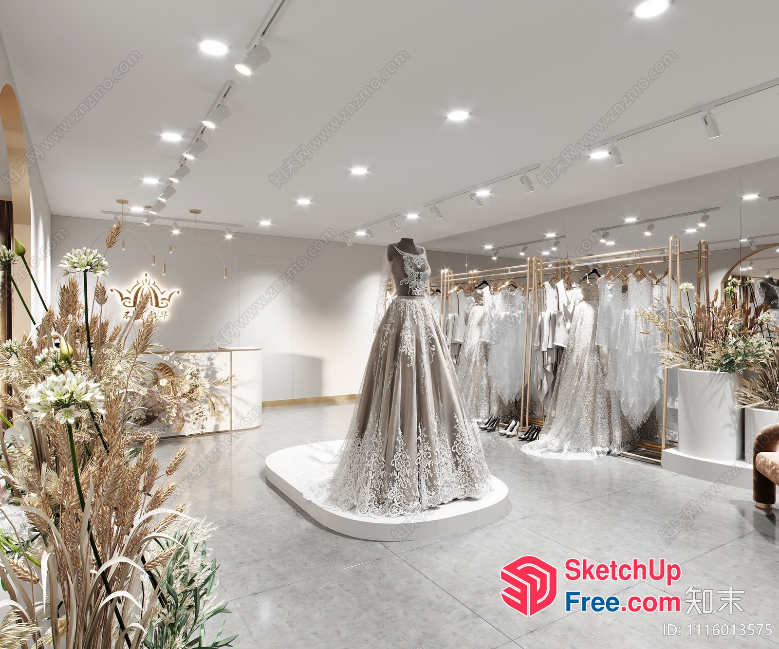 Elegant And Sophisticated Wedding Dress Store 3D SketchUp File