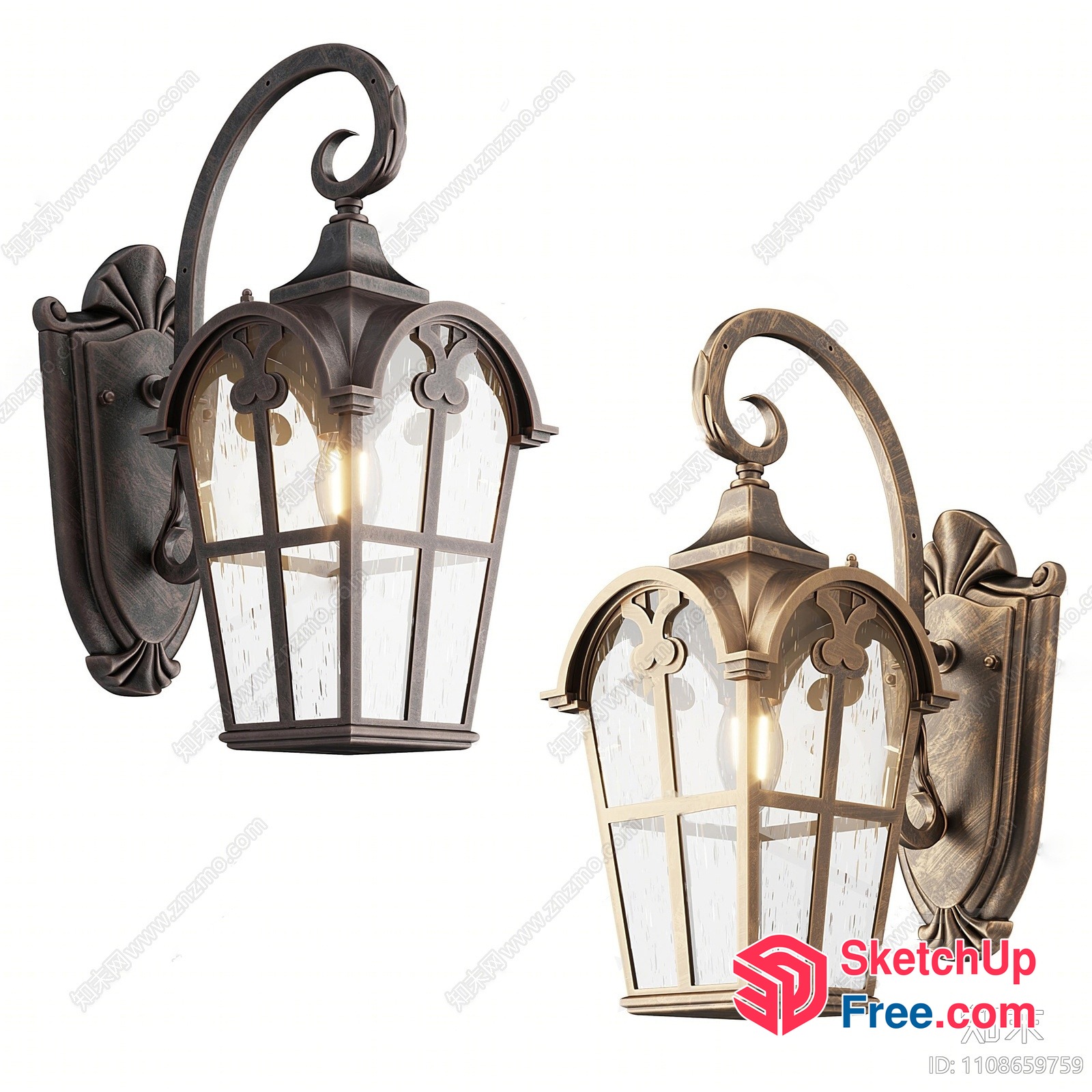 Ornate Outdoor Lanterns With Glass Panels 3D SketchUp File