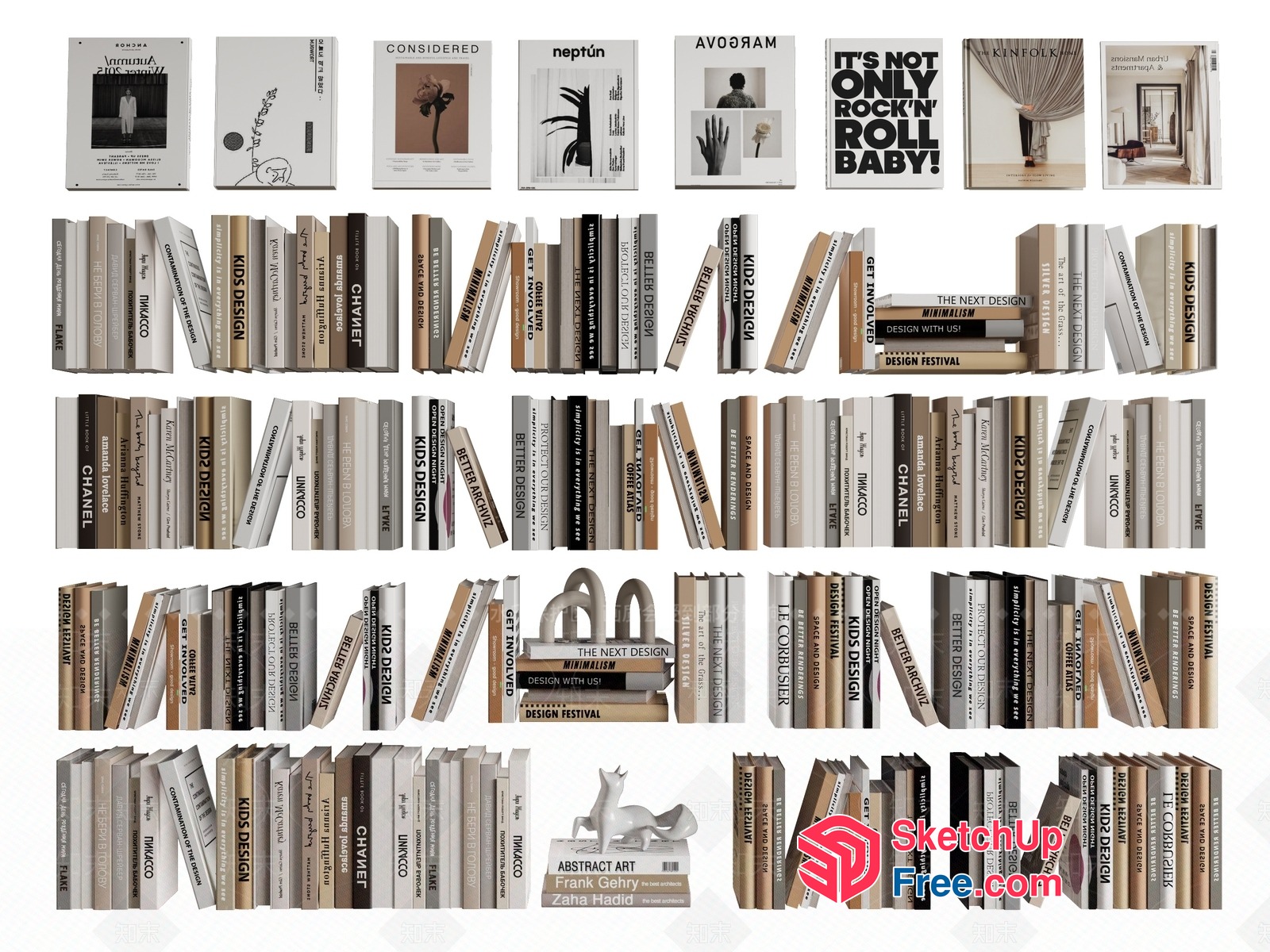 Modern Minimalist Bookcase With Elegant Decor 3D SketchUp File