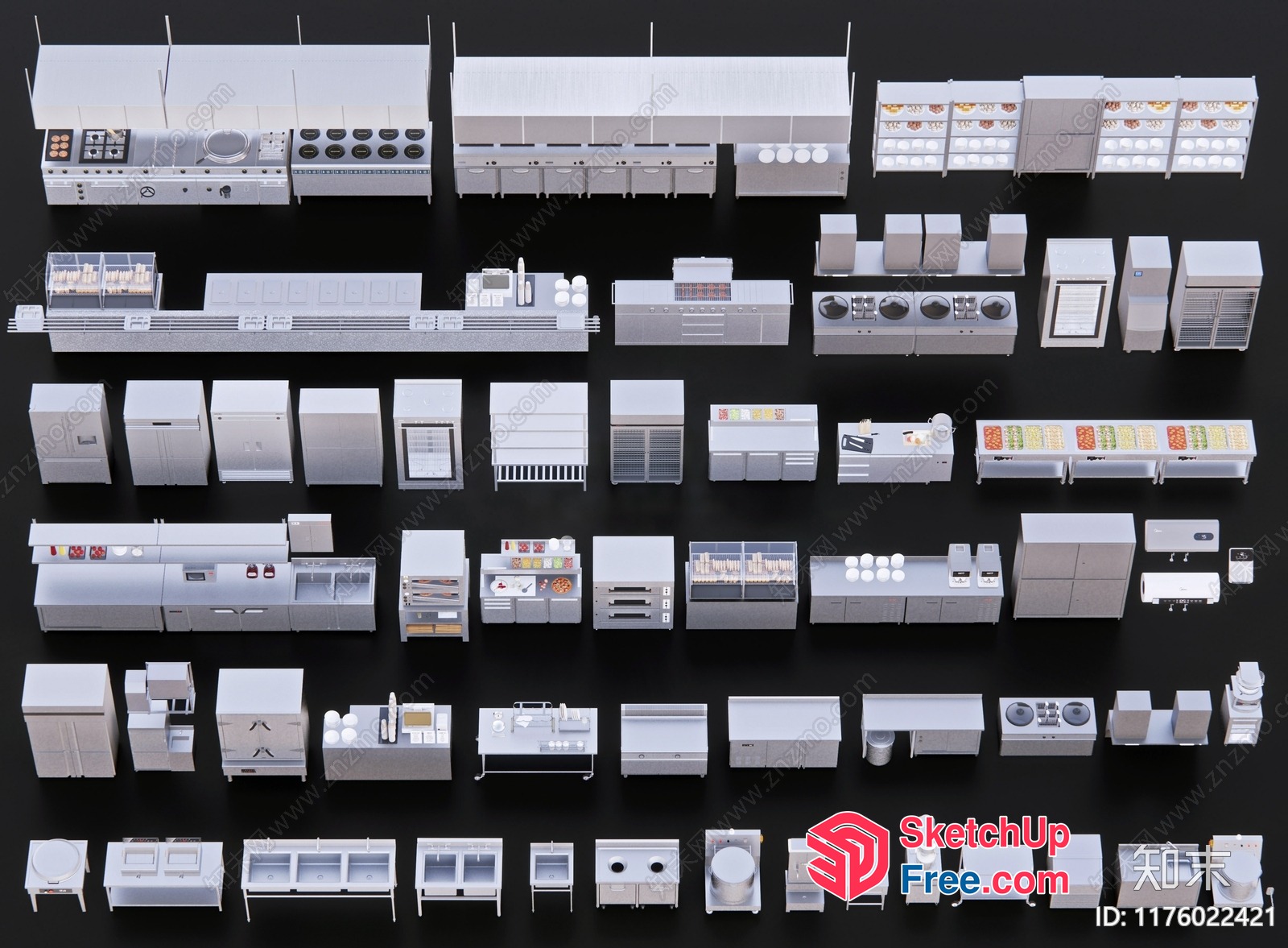 Modern Commercial Kitchen Equipment Set 3D SketchUp File