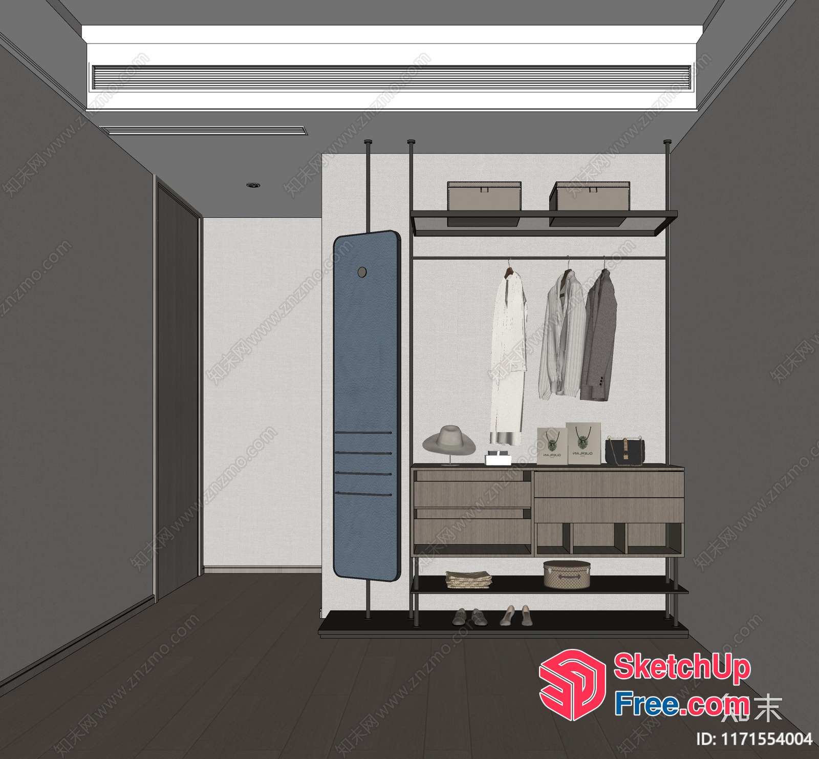 Modern Wardrobe With Accessories And Storage 3D SketchUp File