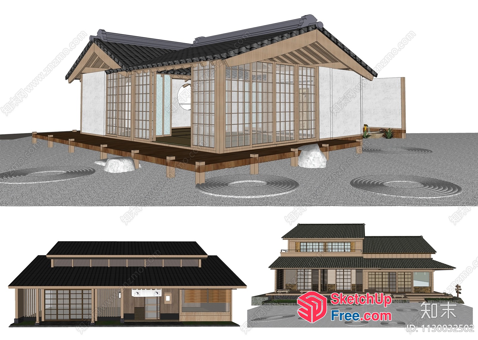 Japanese-Inspired Modern Home Exterior 3D SketchUp File
