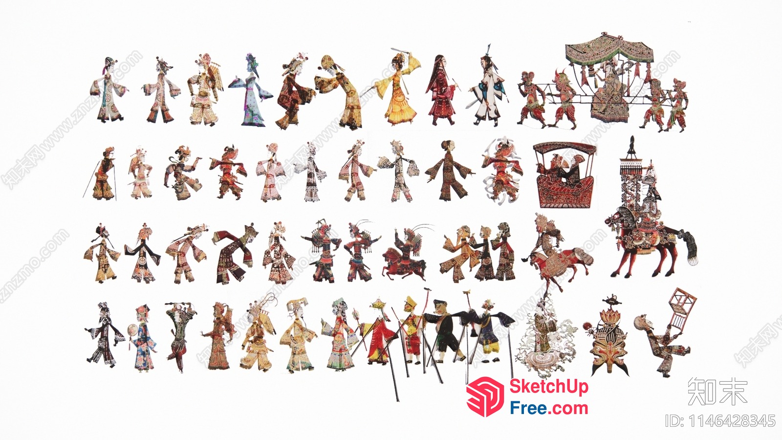 Traditional Chinese Puppet Show Characters 3D SketchUp File