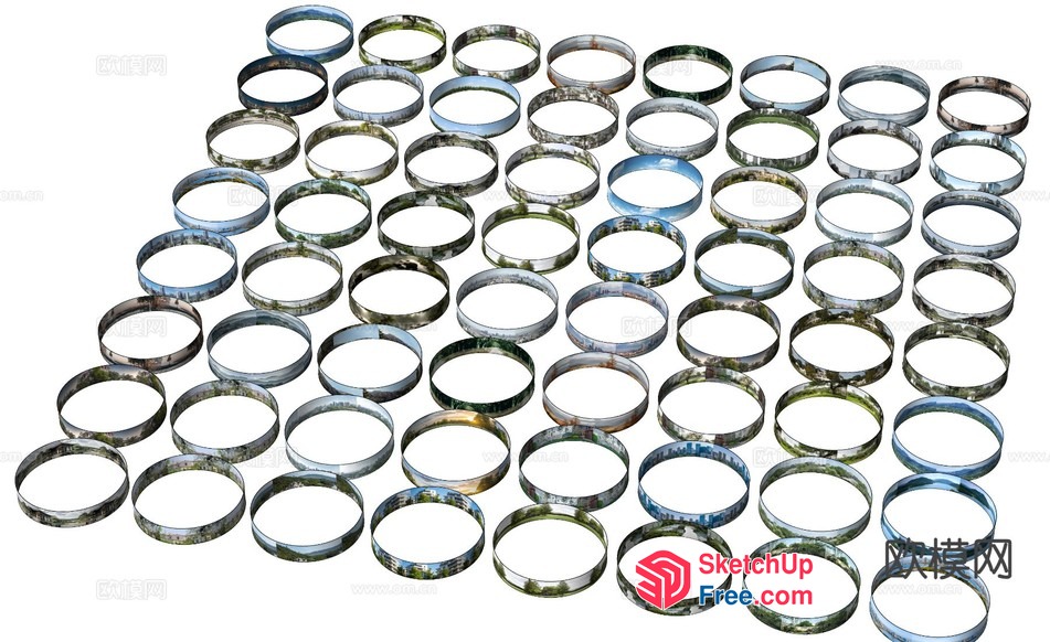 A Collection Of 50 Silver Rings 3D SketchUp File