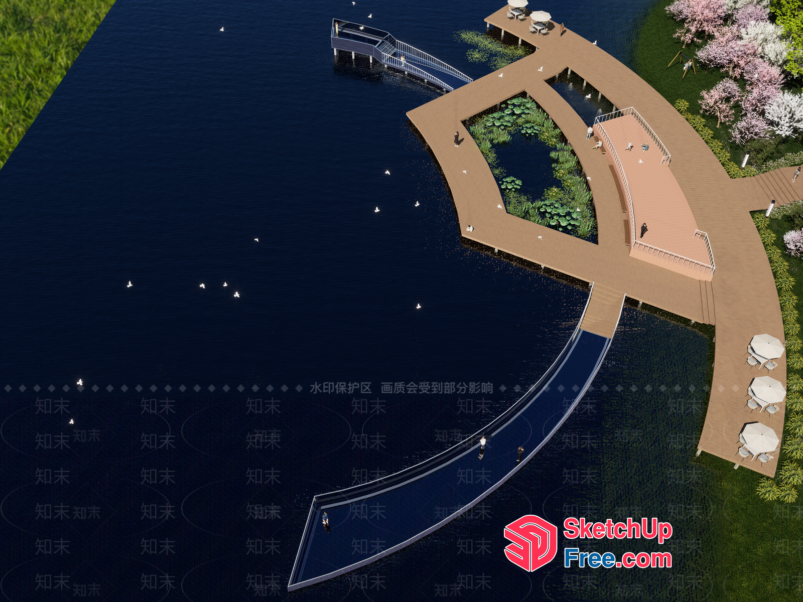 Serene Waterfront Promenade 3D SketchUp File