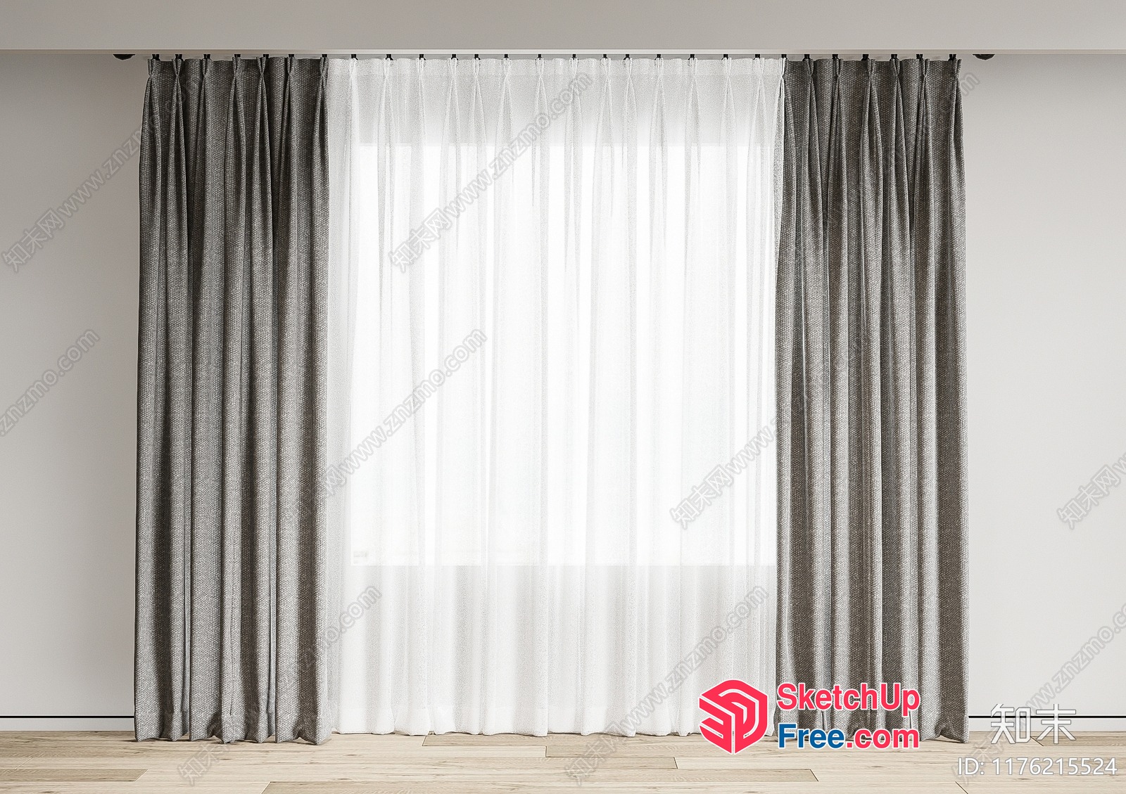 Curtain With White And Gray Interior 3D SketchUp File