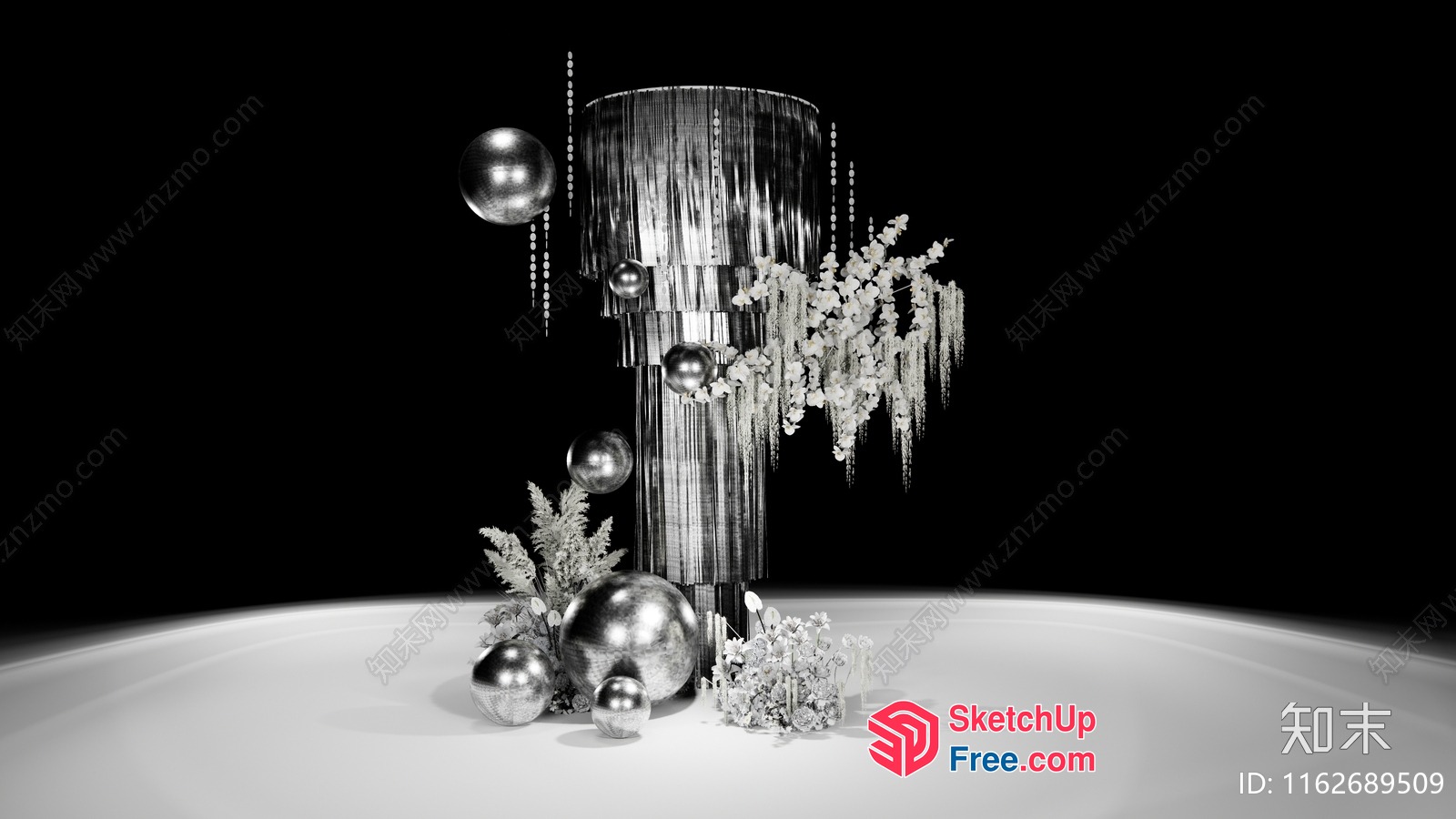 Decorative Pillar With Hanging Balls And Flowers 3D SketchUp File
