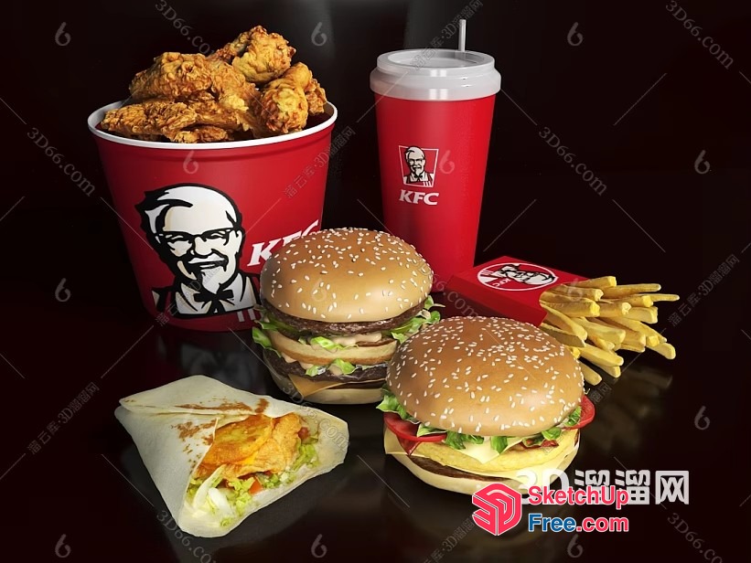3D Kfc Food Display 3D SketchUp File