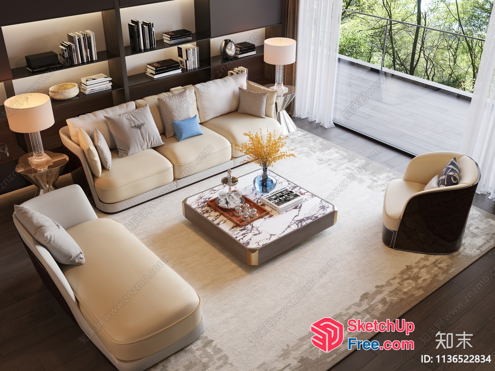 Elegant Modern Living Room With Large Window 3D SketchUp File