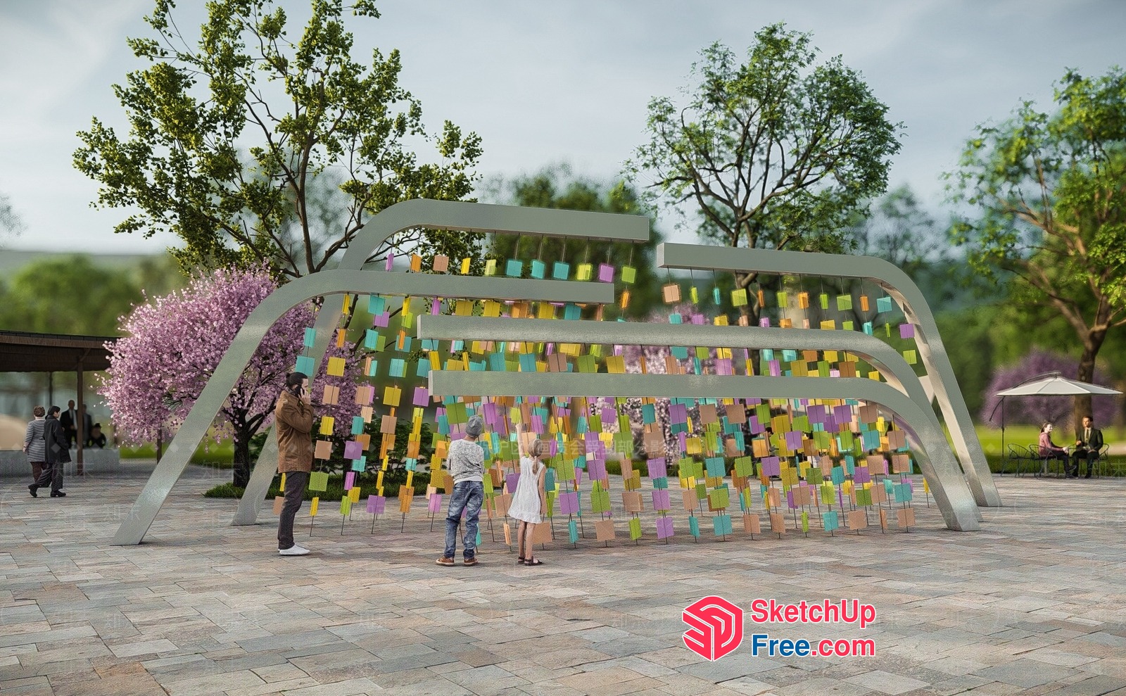 Vibrant Colorful Modern Park Art Installation 3D SketchUp File