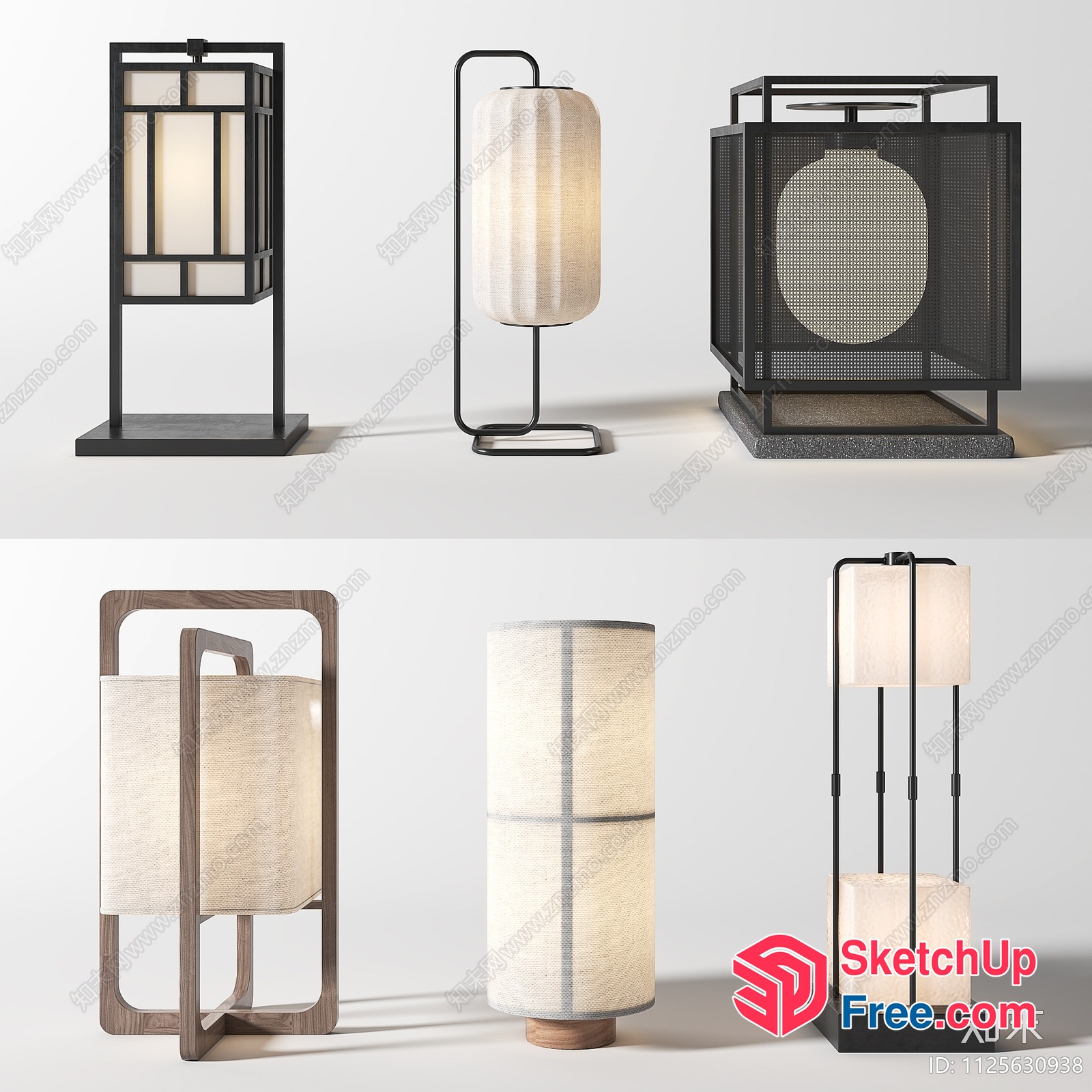 Modern Japanese-Style Table Lamps 3D SketchUp File