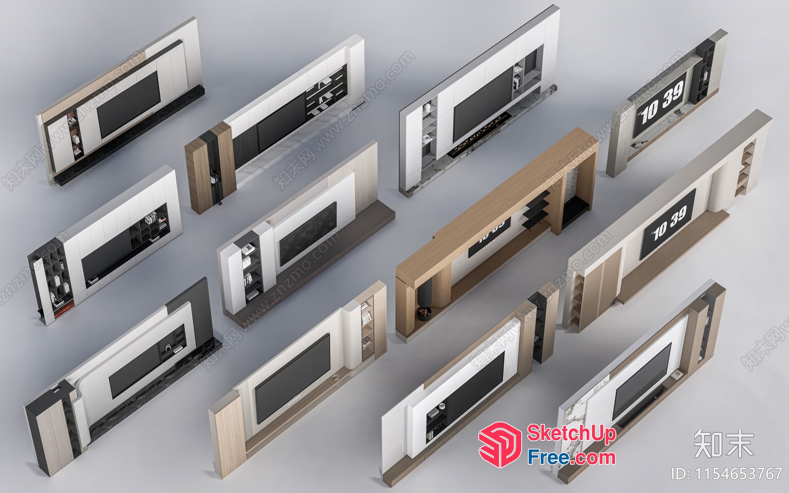 Modern Tv Wall Units With Storage And Decor 3D SketchUp File