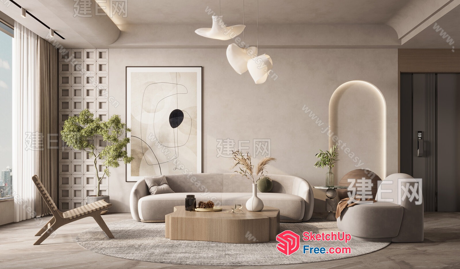 Modern Minimalist Living Room Interior 3D SketchUp File