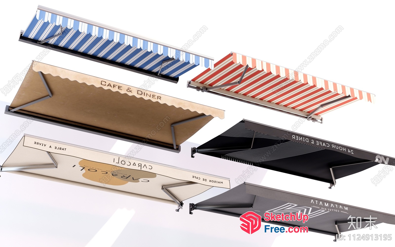 A Collection Of Various Restaurant Awnings 3D SketchUp File