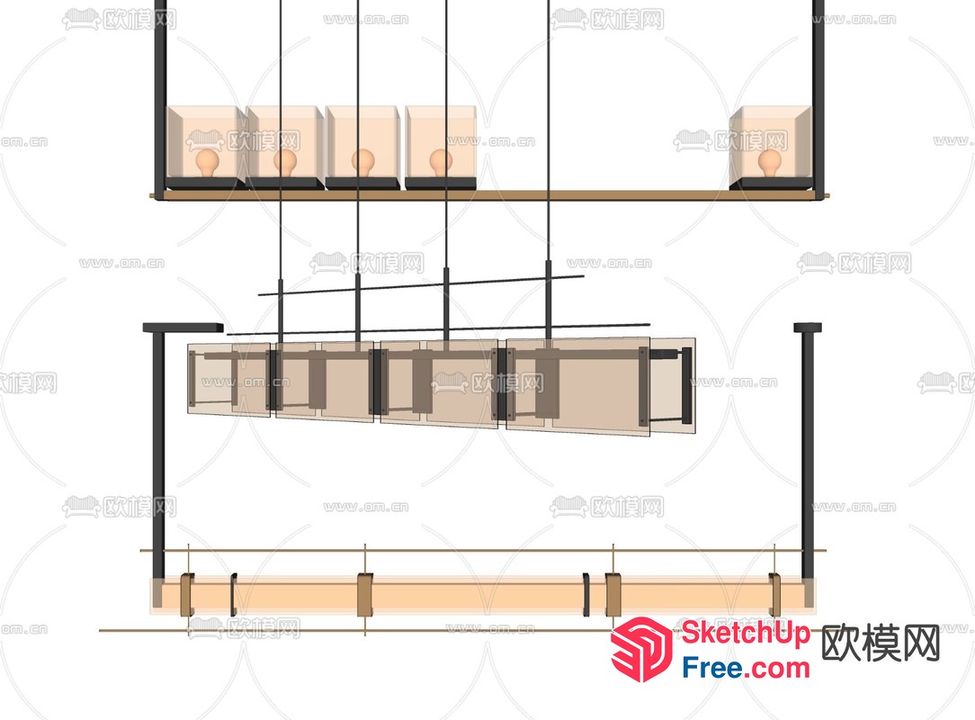 Modern Hanging Light Fixtures With Light Bulbs 3D SketchUp File