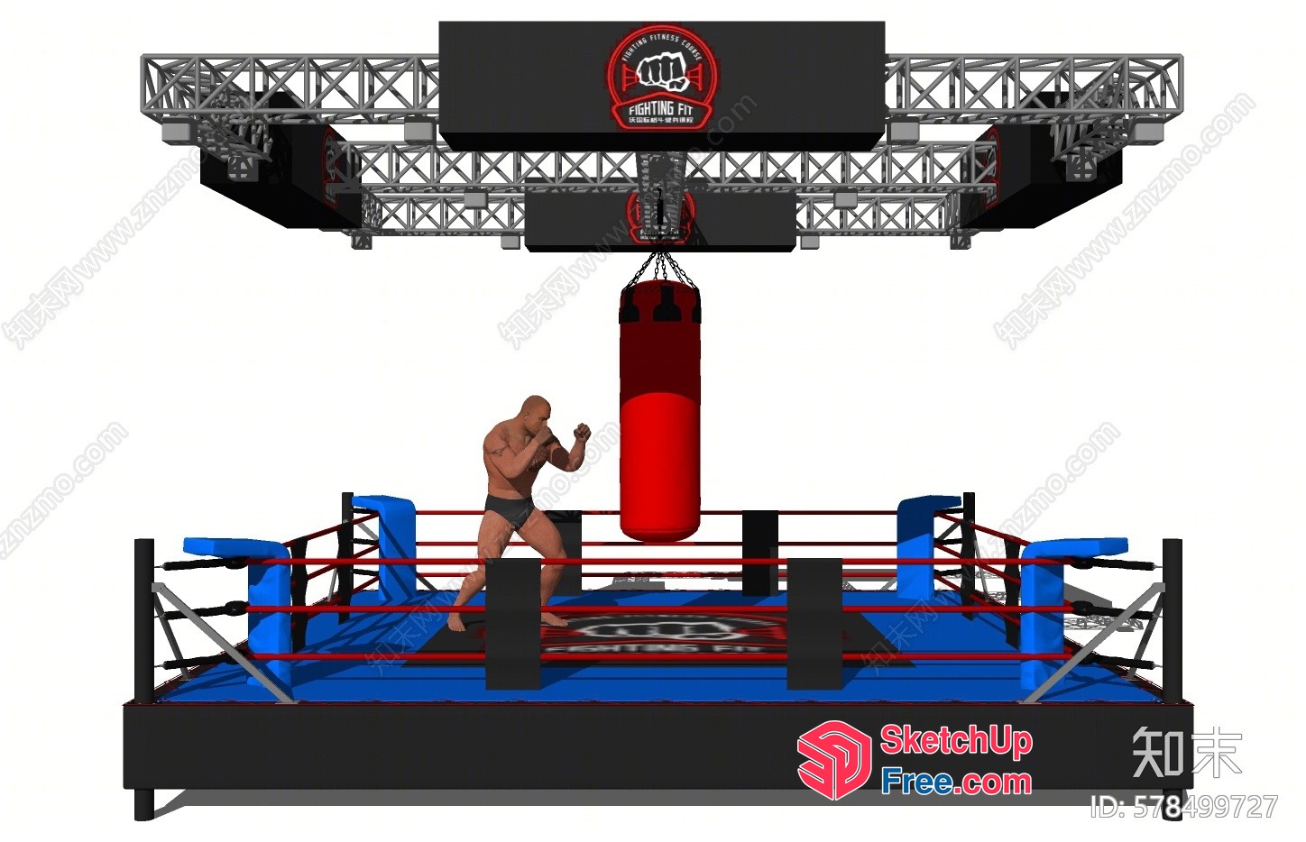 Boxing Ring And Training Equipment 3D SketchUp File