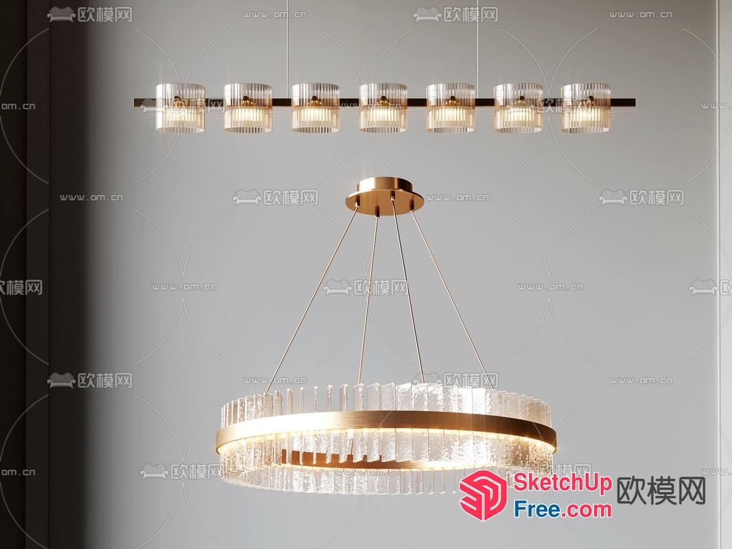 Elegant Crystal Chandelier And Light Fixture 3D SketchUp File