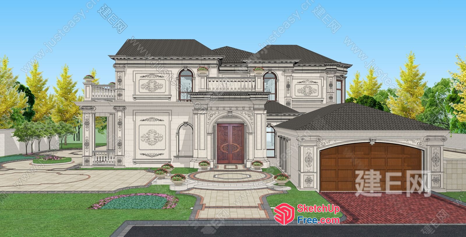 Classic European Style Villa Exterior 3D SketchUp File