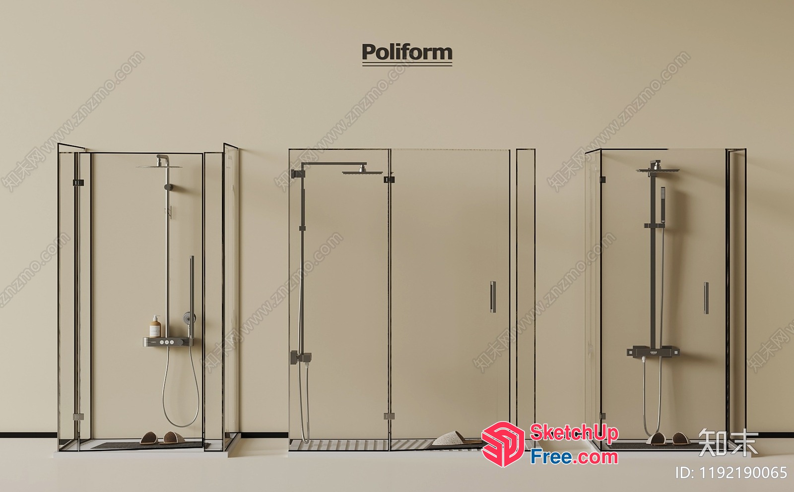 Modern Glass Shower Enclosures And Fixtures 3D SketchUp File